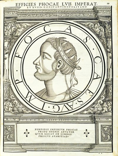 Foca, illustrazione da Imperatorum romanorum omnium orientalium et occidentalium verissimae imagines ex antiquis numismatis, xilografia di Rudolph Wyssenbach, stampata da Andreas Gesner, Zurigo da Hans Rudolf Manuel Deutsch